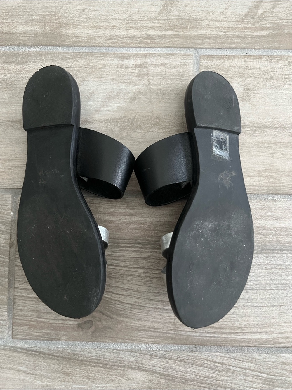 Tory Burch Black and Silver Leather Slide Sandals - Picture 5 of 5